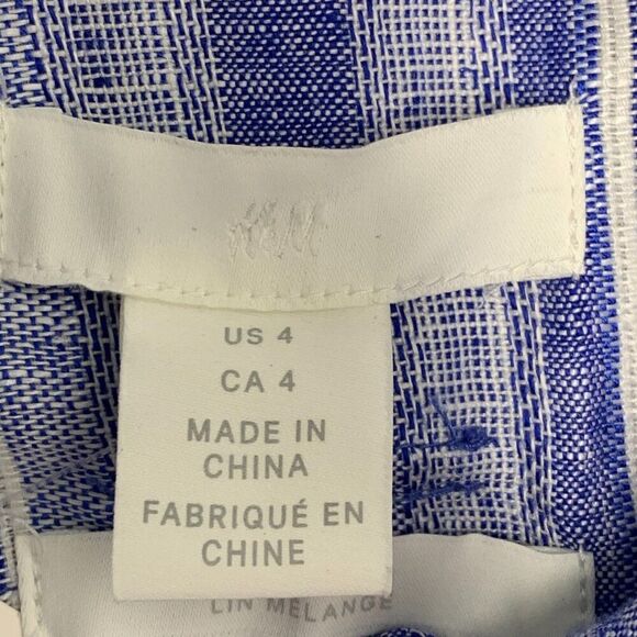 H & M Skirt sz 4 Mini Skirt Wool Blend Blue Striped Length 16.5" New NWT - Picture 7 of 9